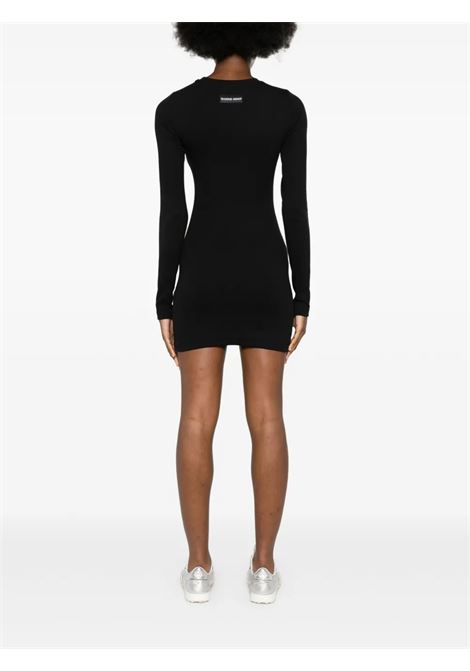 mini abito moon logo ribbed jersey ls crewneck donna nero MARINE SERRE | WDR267ACJER0011BK99